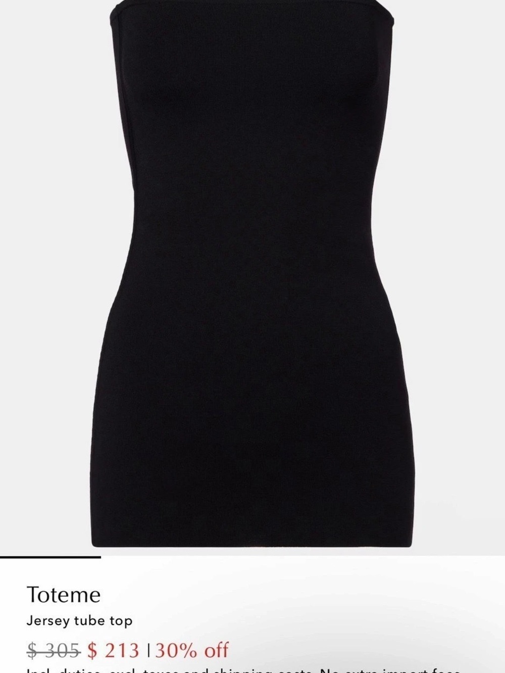 Toteme Jersey tube top in Black Size Small